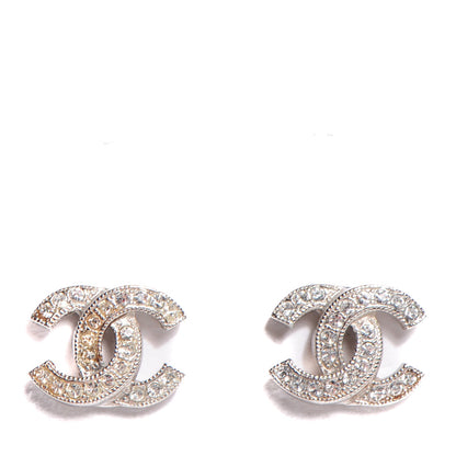 Chanel Crystal Timeless CC Earrings Silver 1 of 5