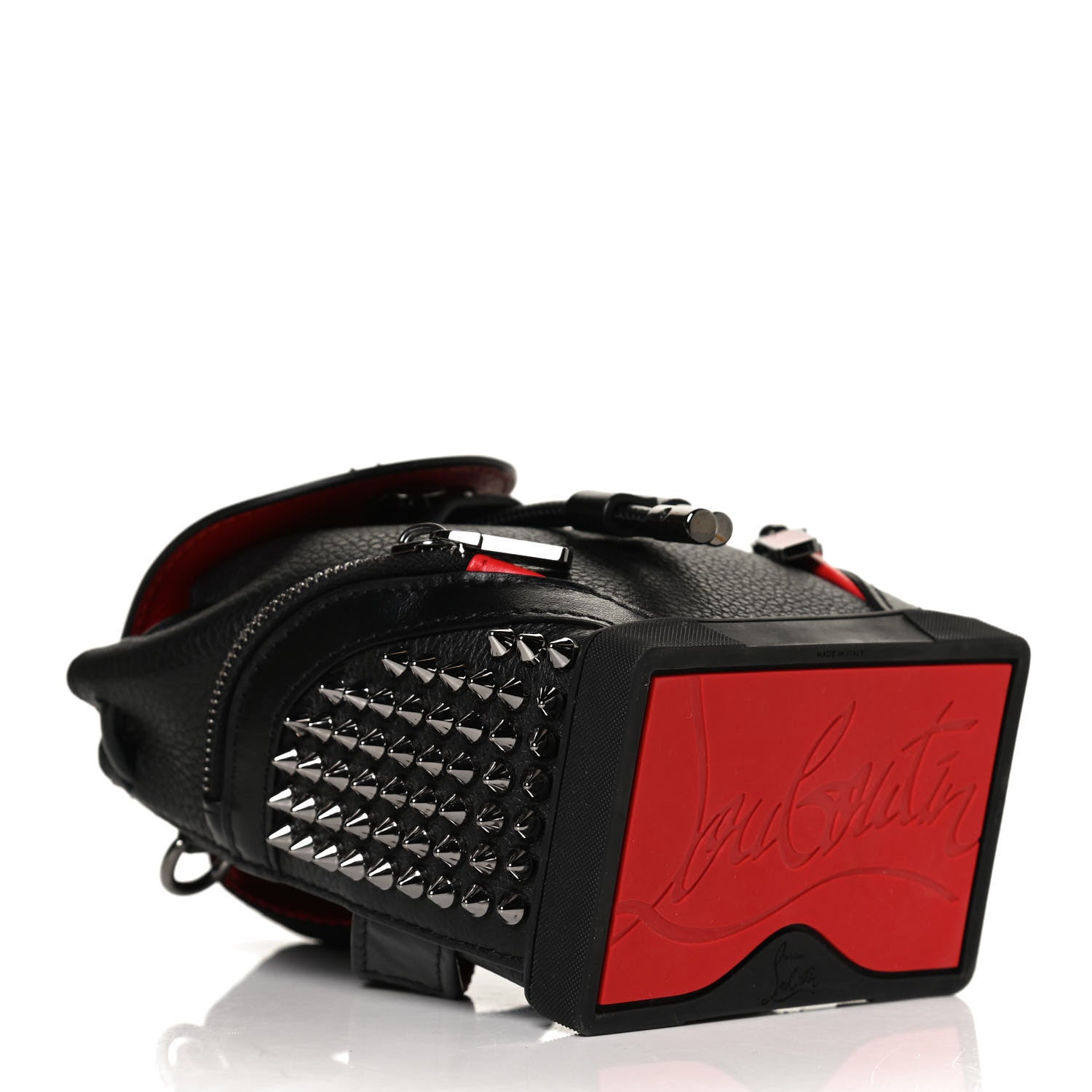 Christian Louboutin Calfskin Spiked Mini Explorafunk Keyring Bag Black 4 of 12
