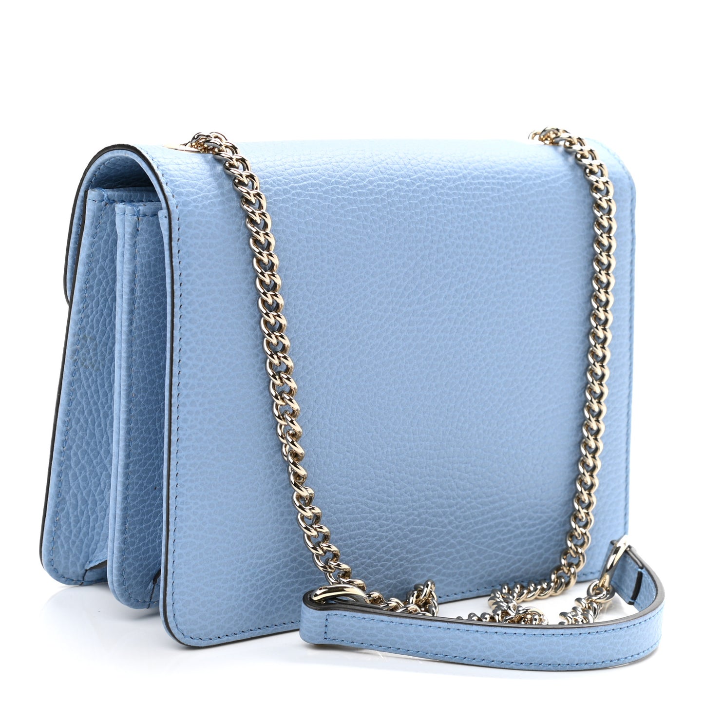 Dollar Calfskin Small Interlocking G Shoulder Bag Mineral Blue