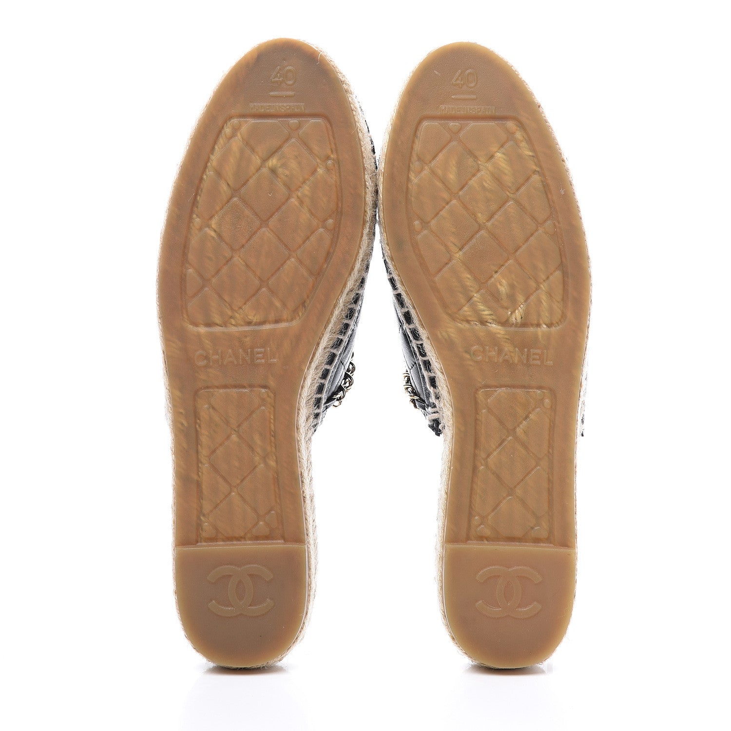 Chanel Lambskin Grosgrain Quilted CC Chain Espadrille Mules 40 Black 5 of 10