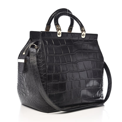Givenchy Calfskin Crocodile Embossed Medium HDG Top Handle Bag Black 3 of 10