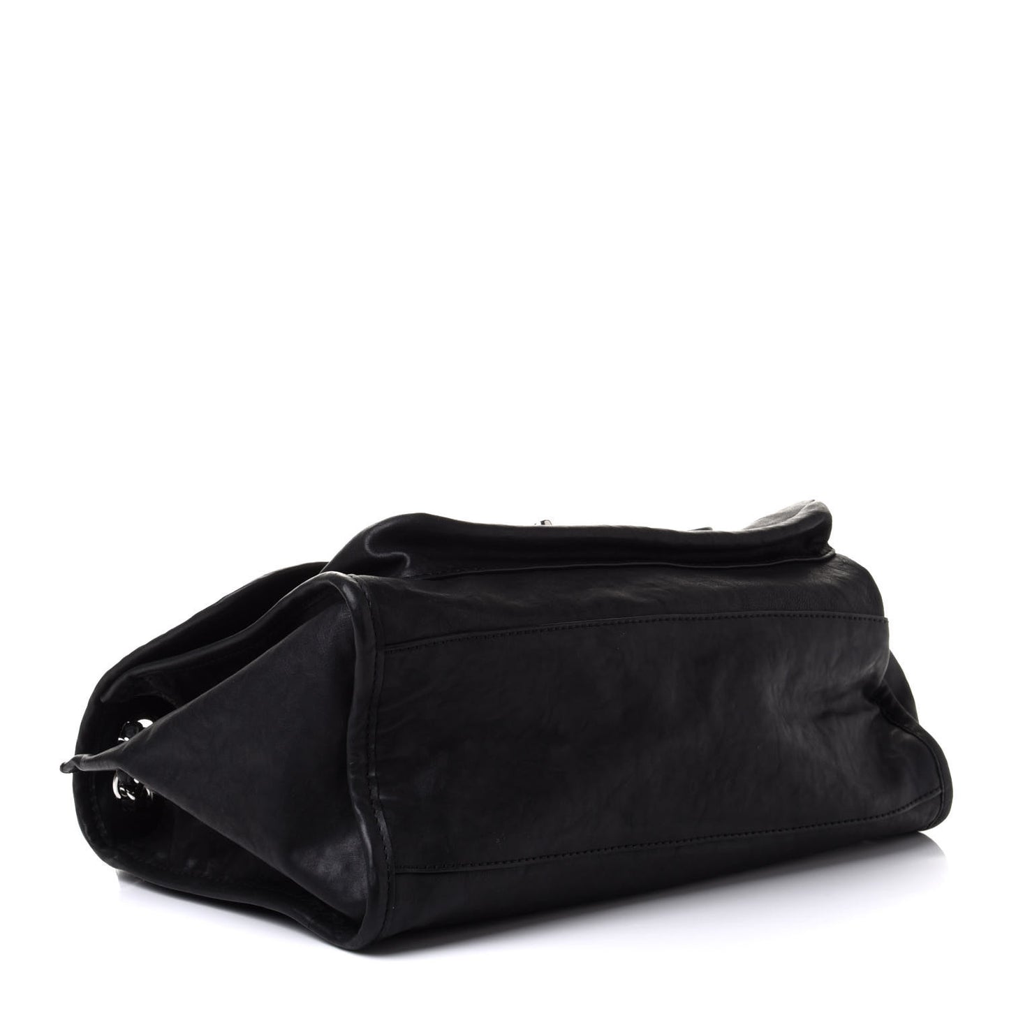 Washed Lambskin Accordion Flap Black