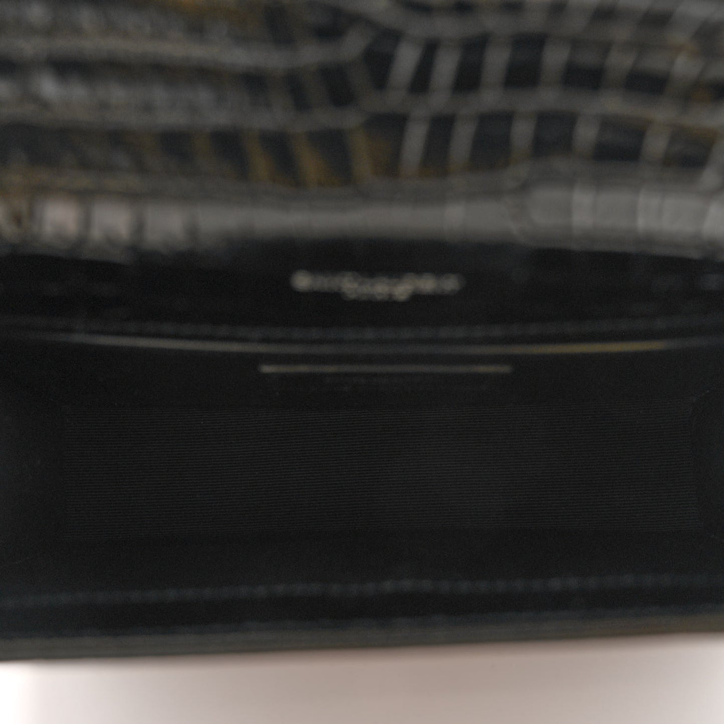 Calfskin Crocodile Embossed Small Classic Monogram Kate Tassel Satchel Black