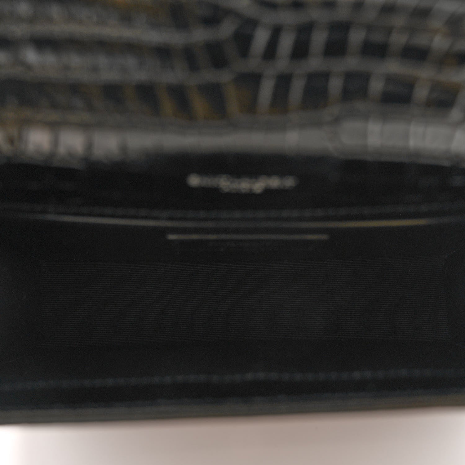 Saint Laurent Calfskin Crocodile Embossed Small Classic Monogram Kate Tassel Satchel Black 5 of 10
