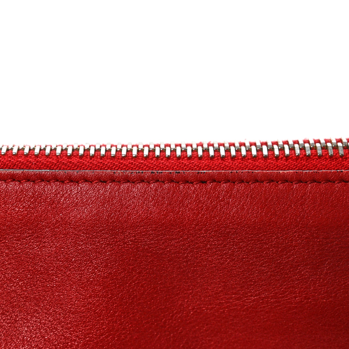 Vitello Large Rockstud Zip Pouch Red