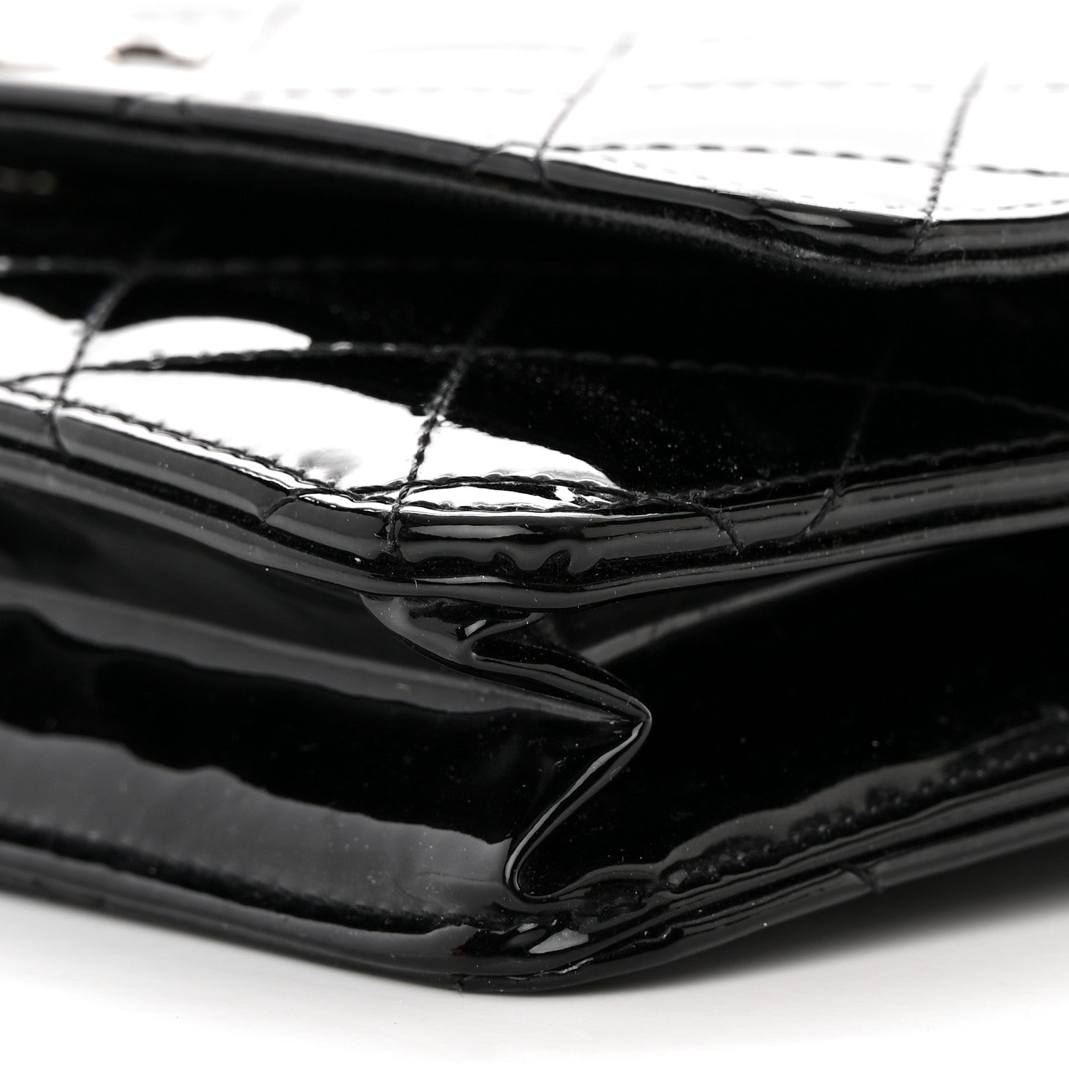 Chanel Patent Quilted Wallet On Chain WOC Black 12 of 16