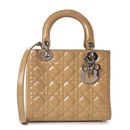 Christian Dior Patent Cannage Medium Lady Dior Beige 1 of 11