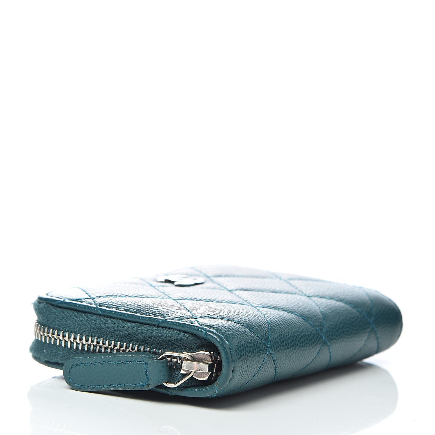 Chanel Caviar Quilted Zip Coin Purse Dark Turquoise 4 of 8