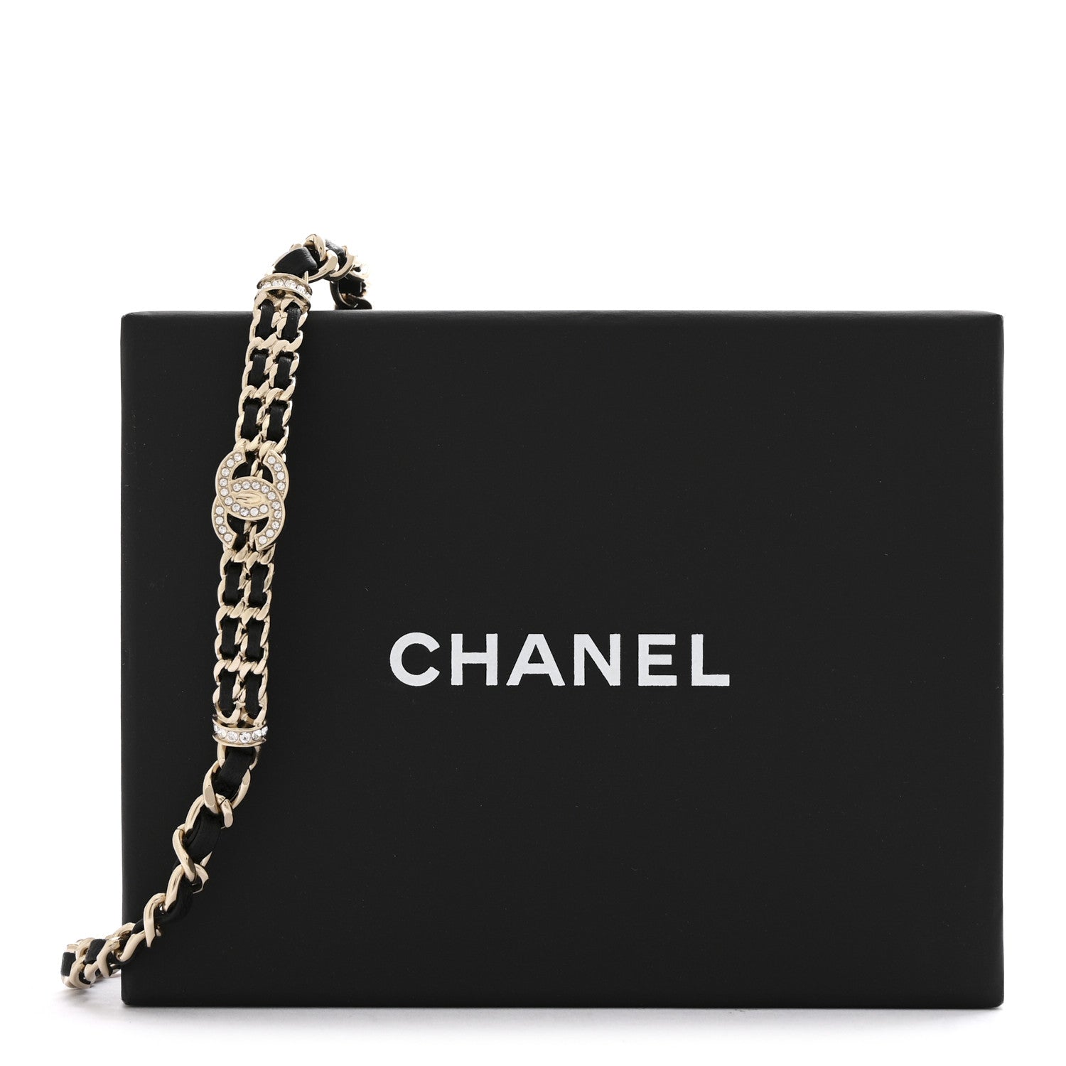 Chanel Metal Lambskin Crystal CC Choker Necklace Black Gold 7 of 7
