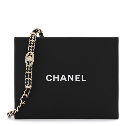 Chanel Metal Lambskin Crystal CC Choker Necklace Black Gold 7 of 7