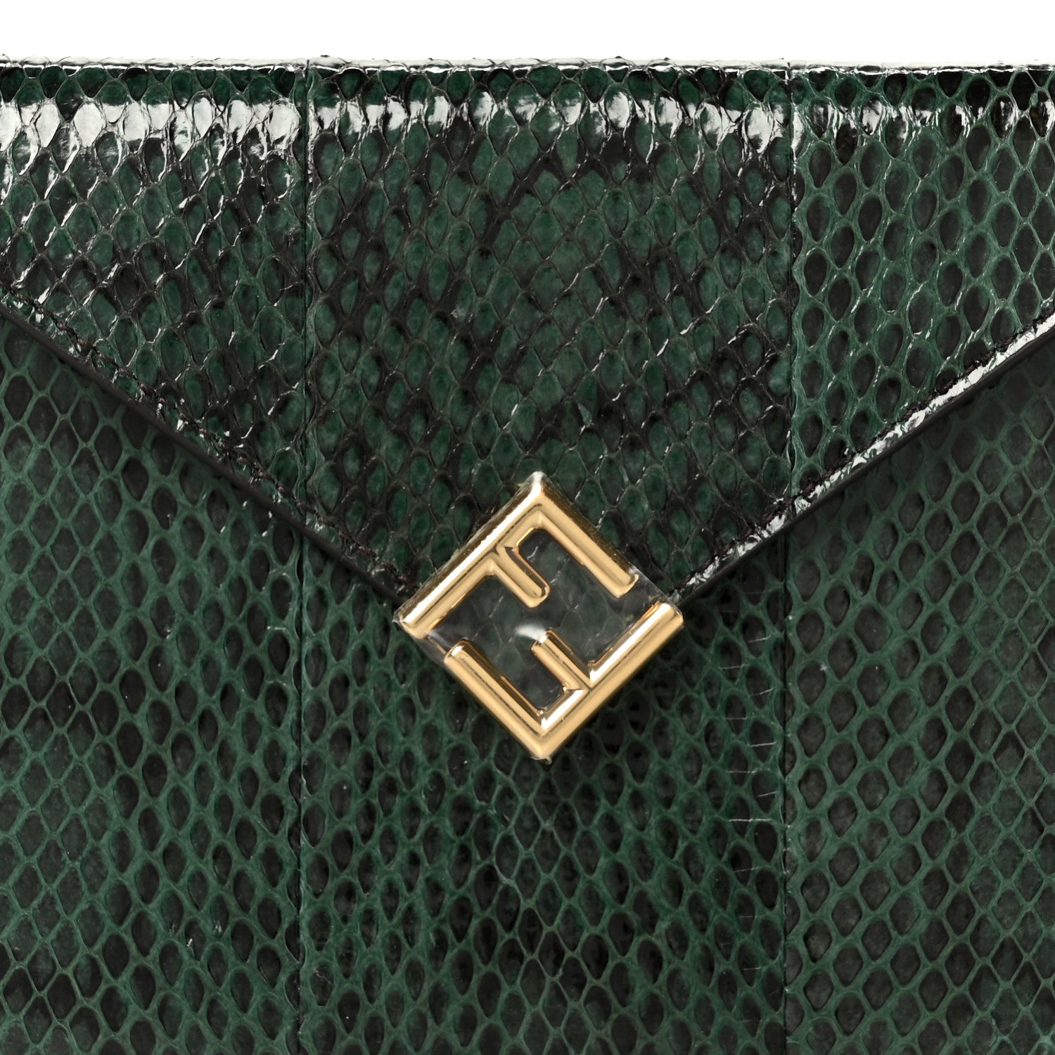 Fendi Snakeskin F is Fendi Medium Flat Envelope Pouch Ramarro 8 of 9