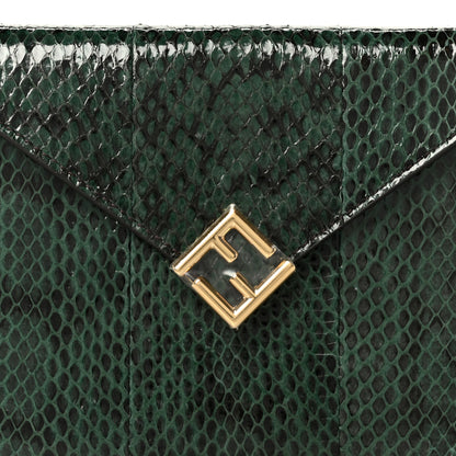 Fendi Snakeskin F is Fendi Medium Flat Envelope Pouch Ramarro 8 of 9