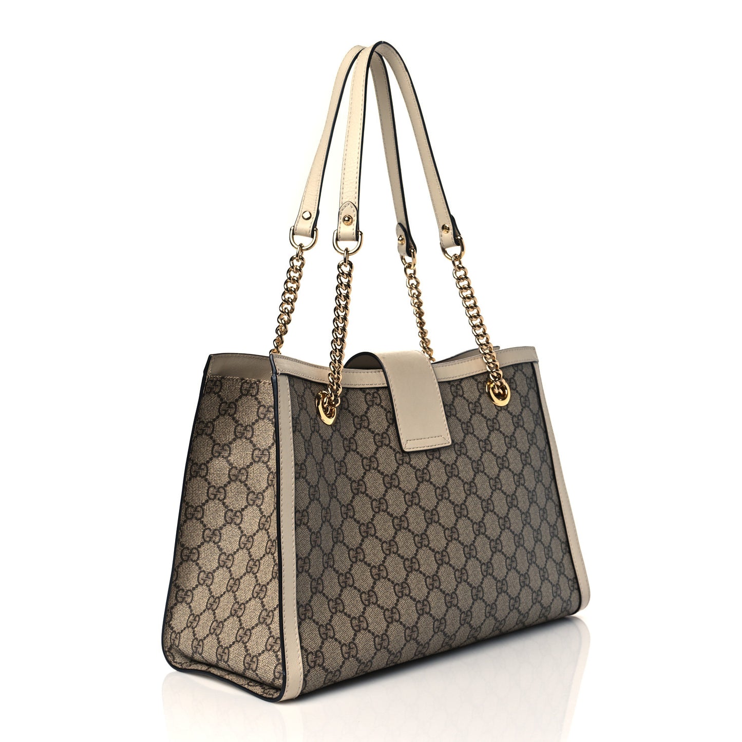 GG Supreme Monogram Medium Padlock Tote White