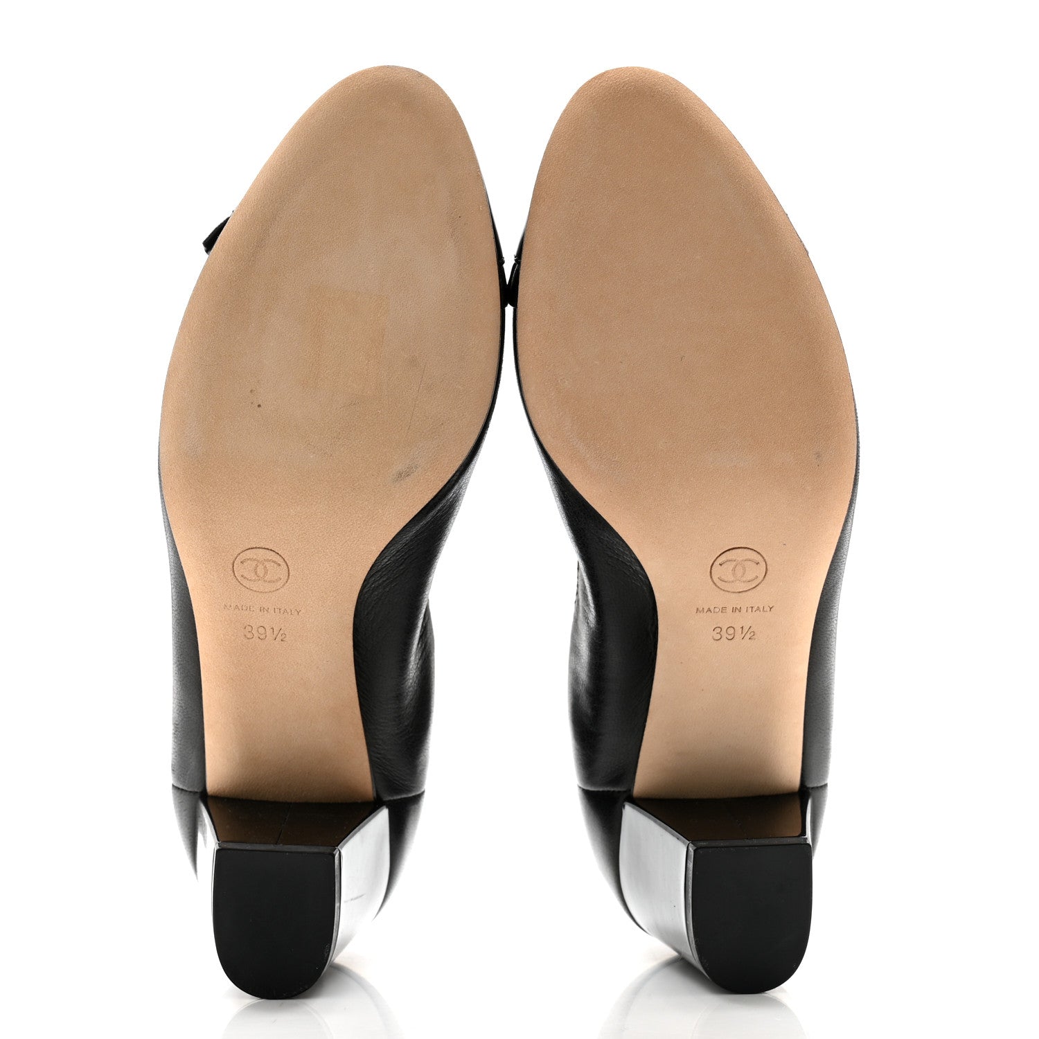 Chanel Lambskin Patent CC Elastic Cap Toe Ballerina Pumps 39.5 Black 5 of 10
