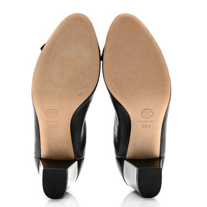 Chanel Lambskin Patent CC Elastic Cap Toe Ballerina Pumps 39.5 Black 5 of 10