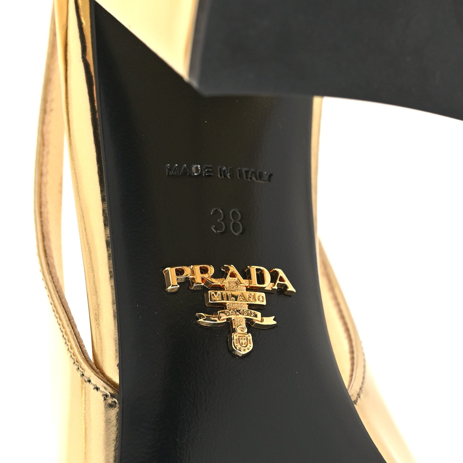 Prada Metallic Patent Triangle Logo Slingback Pumps 38 Platino 6 of 8
