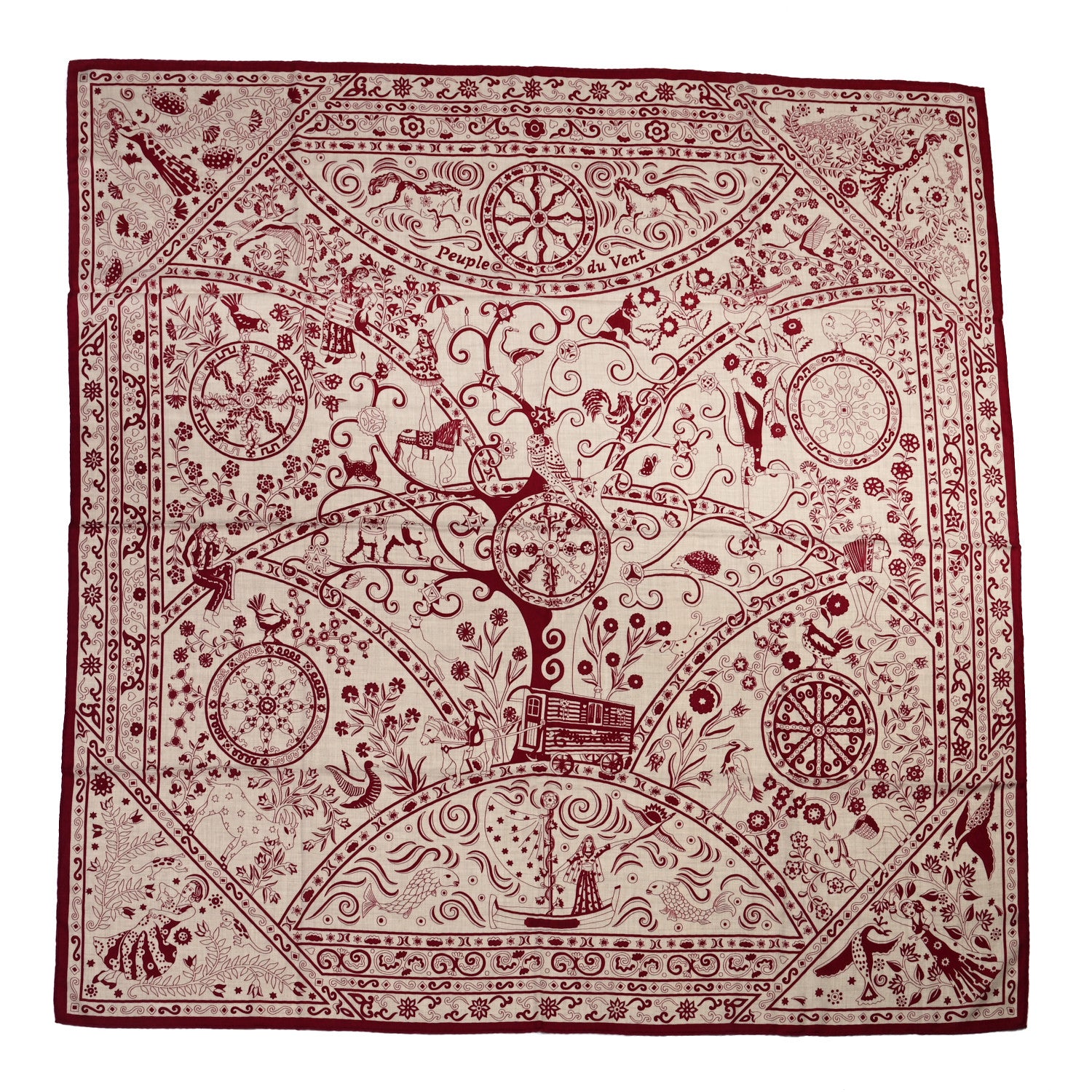 Hermes Cashmere Silk Peuple Du Vent Shawl 140 1 of 6