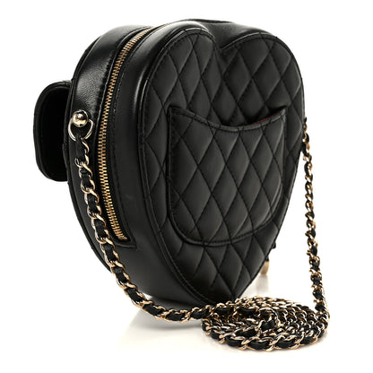 Chanel Lambskin Quilted CC In Love Heart Bag Black 3 of 10