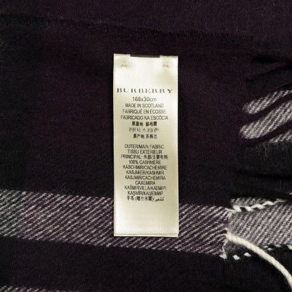 Burberry Cashmere Giant Check Fringe Scarf Purple 4 of 4