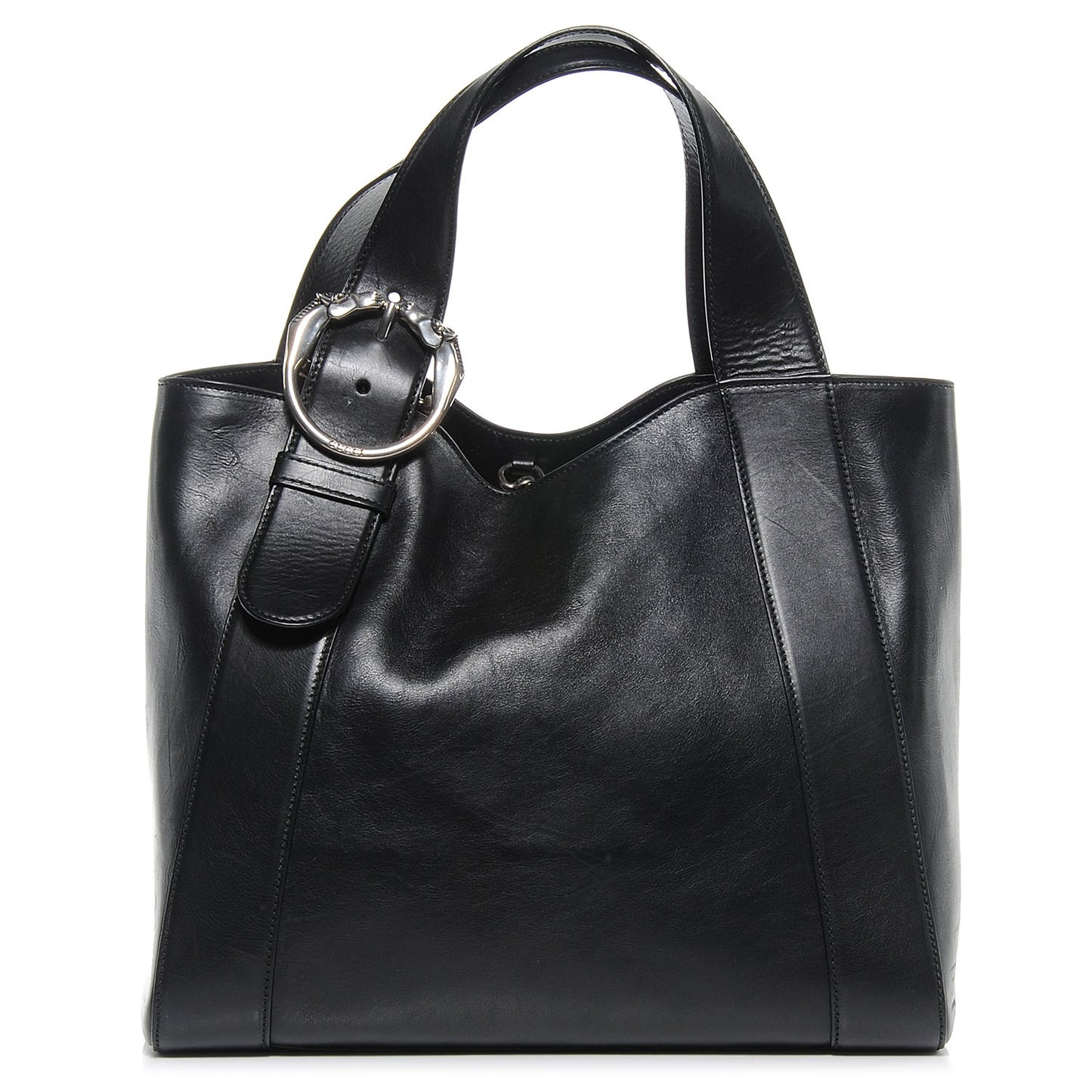 Leather Medium Ribot Horse Heads Tote Black