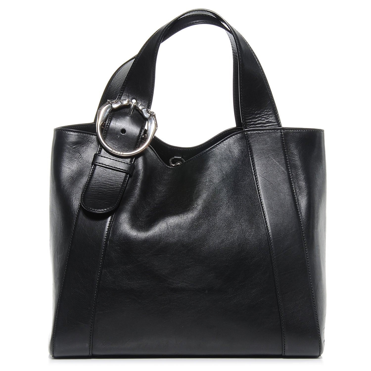 Gucci Leather Medium Ribot Horse Heads Tote Black 1 of 8