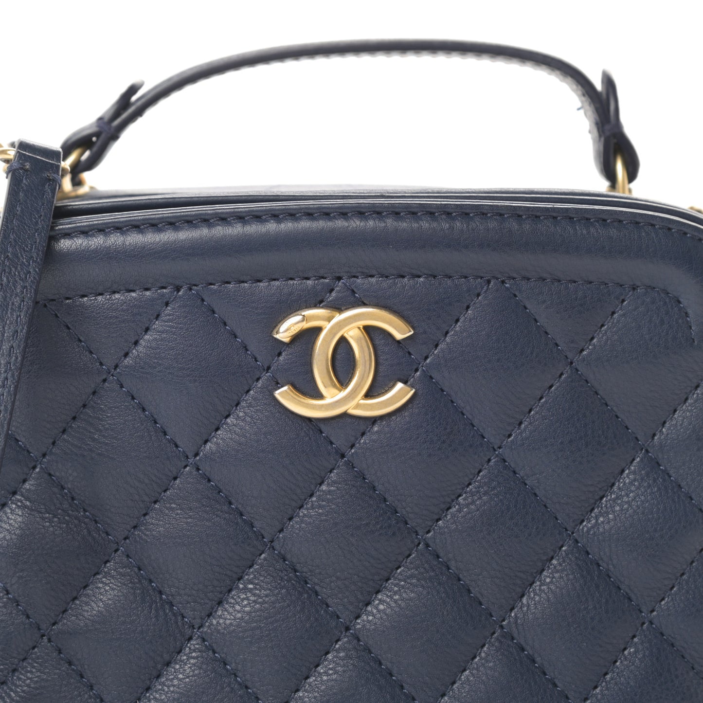 Calfskin Quilted CC Small Vanity Case Navy
