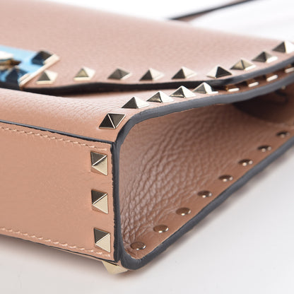 Valentino Garavani Pebbled Calfskin Medium Rockstud Flip Lock Crossbody Bag Skin Sorbet 9 of 9