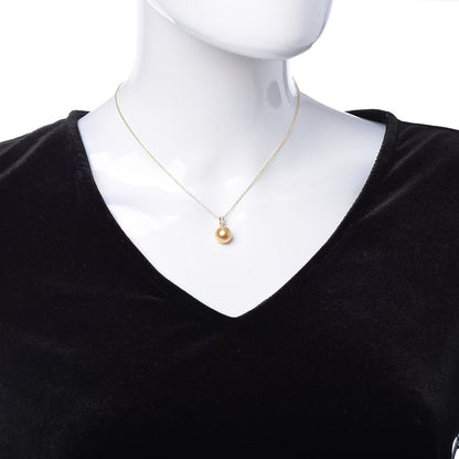 Mikimoto 18K Yellow Gold Diamond Golden South Sea Pearl 10mm Pendant Necklace 2 of 6