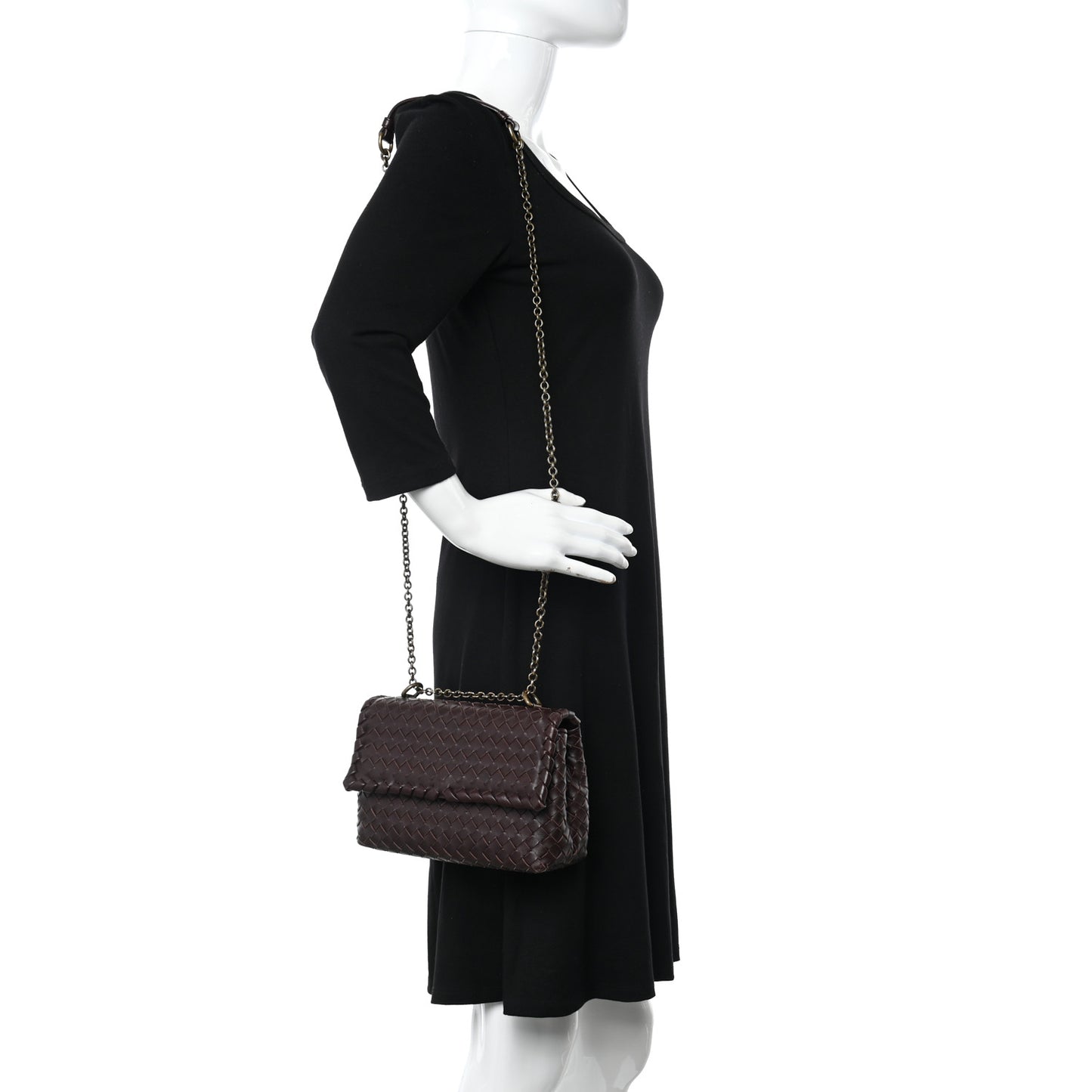 Nappa Intrecciato Baby Olimpia Shoulder Bag Dark Barolo