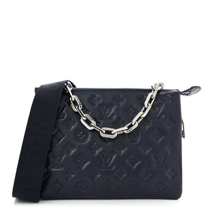 Louis Vuitton Lambskin Embossed Monogram Coussin PM Navy 1 of 9