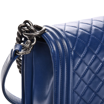 Chanel Lambskin Quilted New Medium Boy Flap Dark Blue 14 of 15