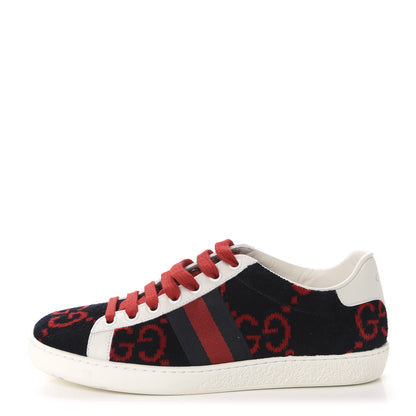 Gucci Terry Cloth GG Monogram Web Womens Ace Sneakers 36 Blue Red 1 of 10