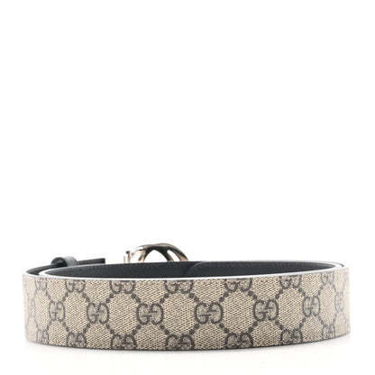 Gucci GG Supreme Monogram Selleria Calfskin Interlocking G Reversible 37mm Belt 100 40 Beige Ebony Black 2 of 4