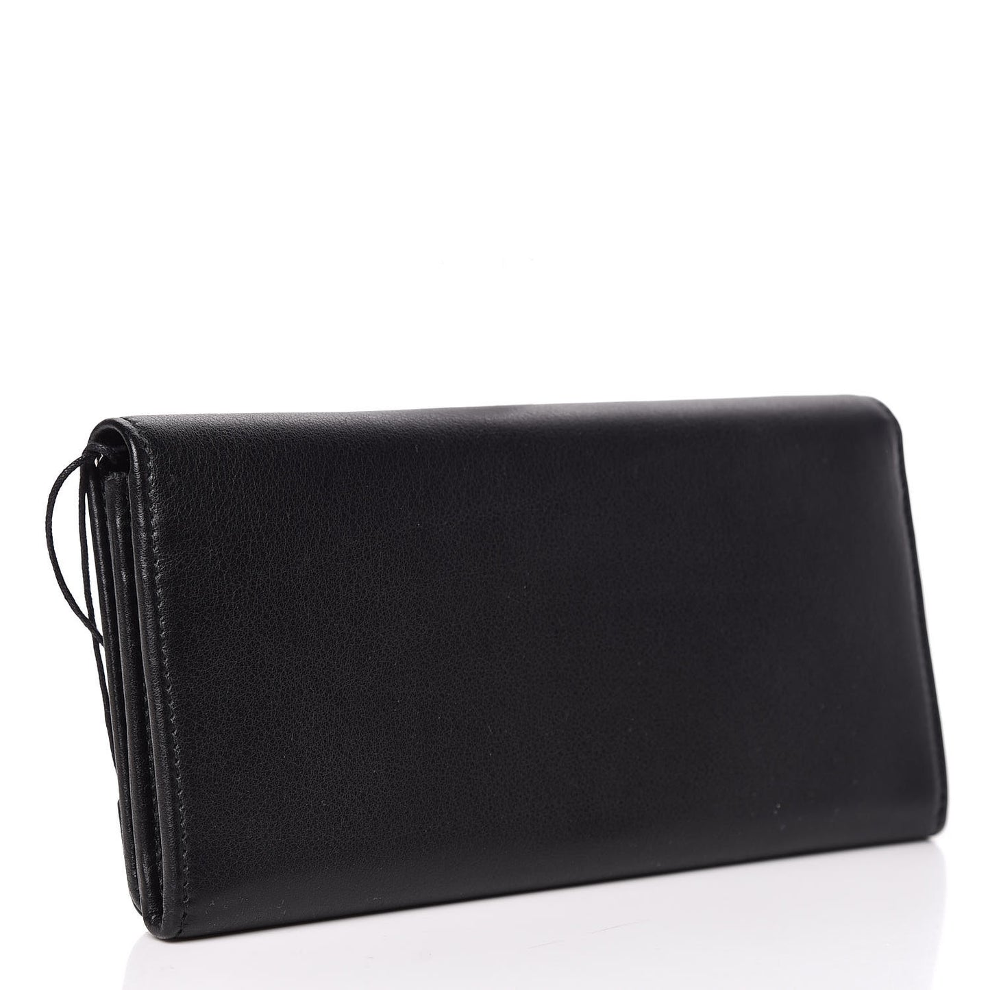Shiny Calfskin Amp Plate Silver Hardware Money Wallet Black