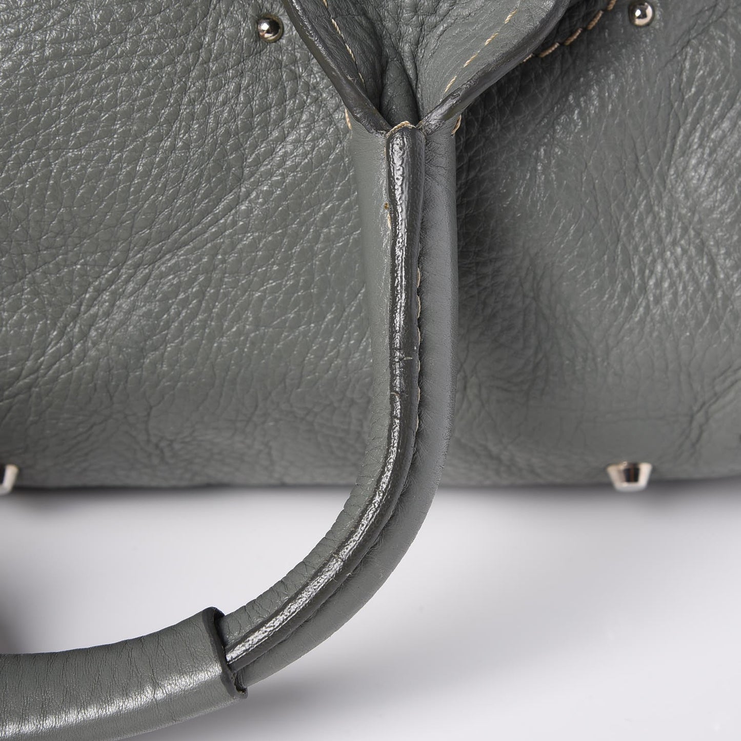 Calfskin Medium Paddington Satchel Gris Vert