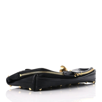 Alexander McQueen Grainy Calfskin Studded Padlock Skull Clutch Black 4 of 13