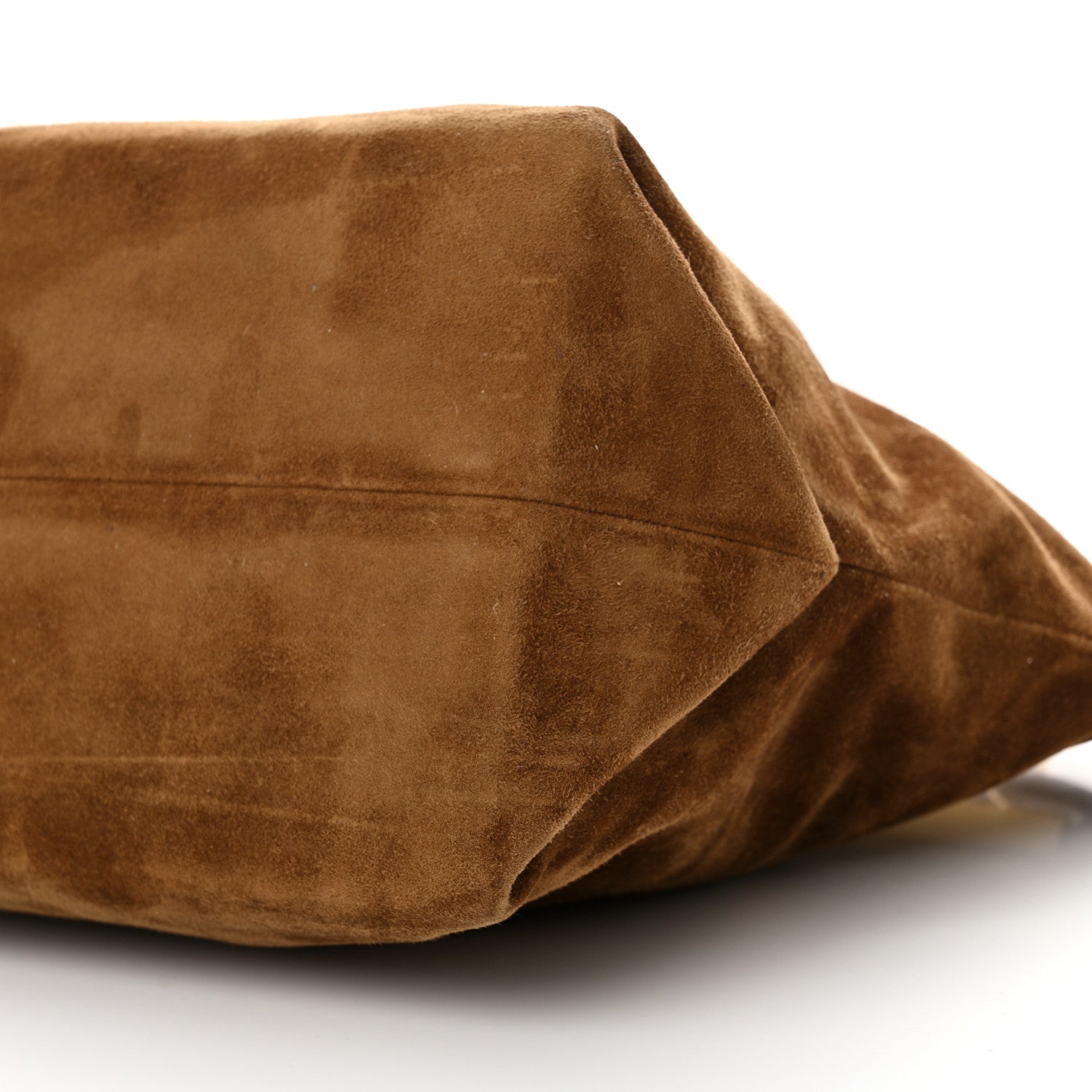 Khaite Suede Calfskin Augusta Envelope Pleated Crossbody Caramel 9 of 13