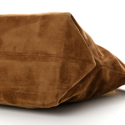 Khaite Suede Calfskin Augusta Envelope Pleated Crossbody Caramel 9 of 13