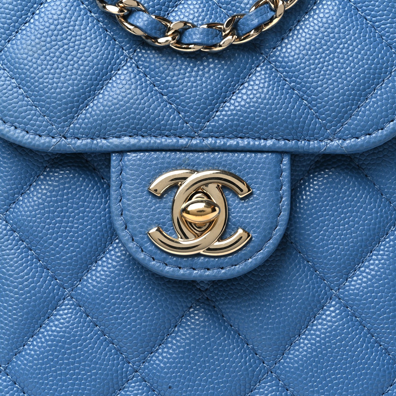 Chanel Caviar Quilted Classic Phone Holder Blue 9 of 11