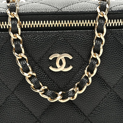 Chanel Caviar Quilted Mini Vanity Case With Chain Black 8 of 11