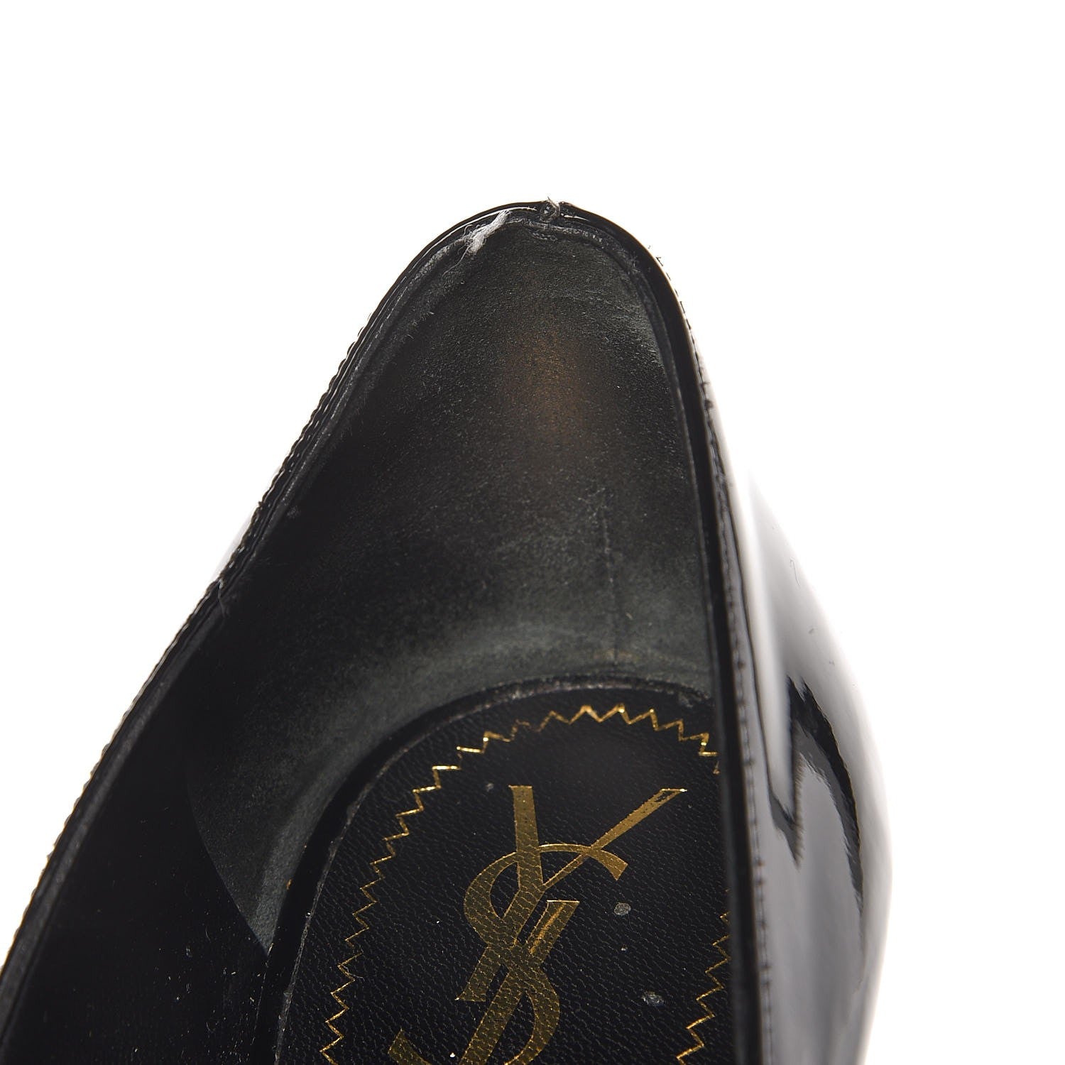 Saint Laurent Vitello Vernice Tribtoo 80 Platform Pumps 37.5 Black 10 of 14