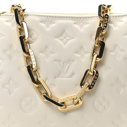 Louis Vuitton Lambskin Embossed Monogram Coussin PM Beige Cream 6 of 9