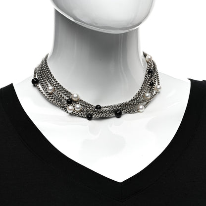 David Yurman Sterling Silver 18K Yellow Gold Pearl Black Onyx Multi Strand Necklace 2 of 4
