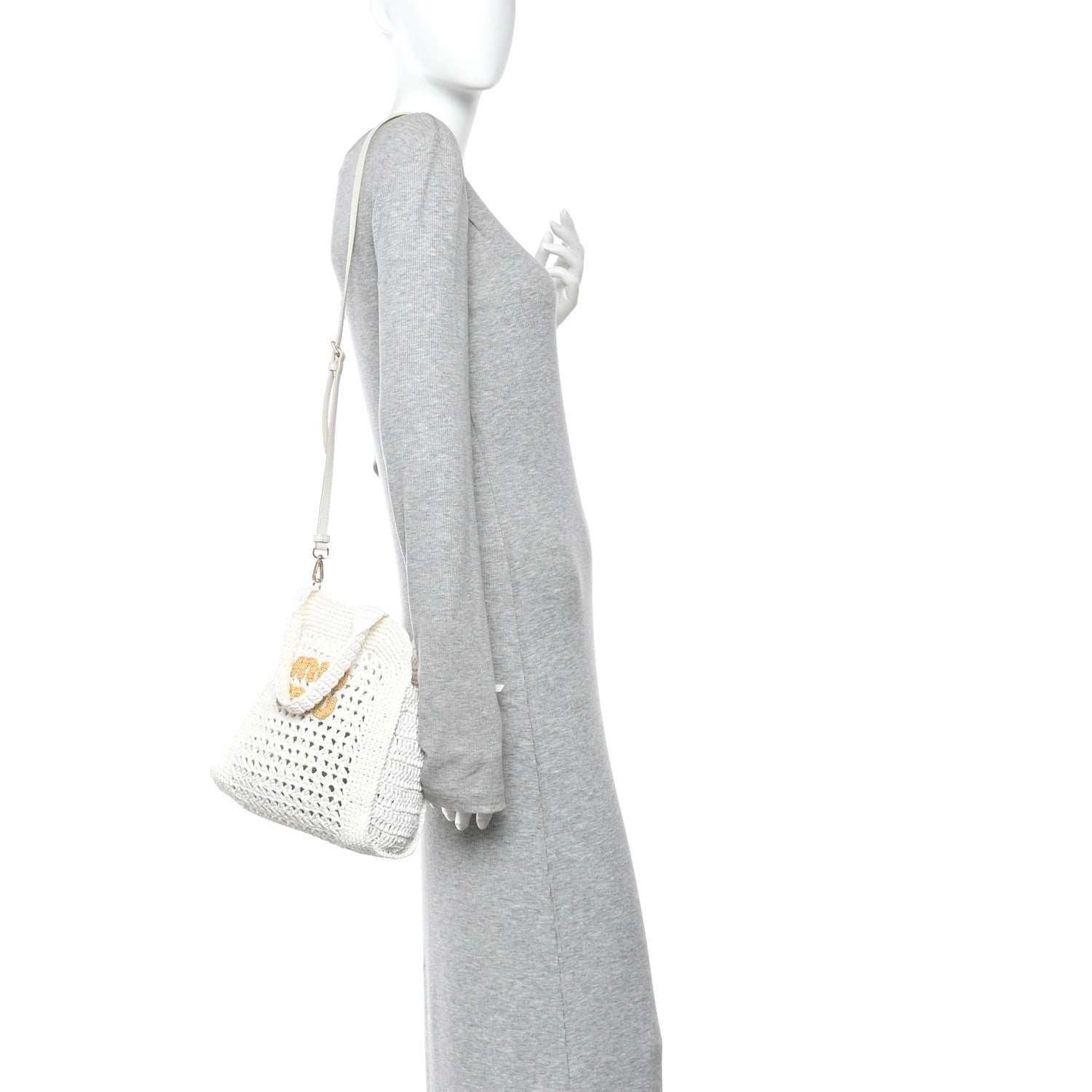 Miu Miu Raffia Crochet Woven Tote Bag White 1884740 – FASHIONPHILE
