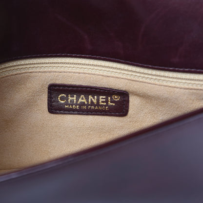 Chanel Patent Chocolate Bar Quilted CC Flap Burgundy 6 of 15