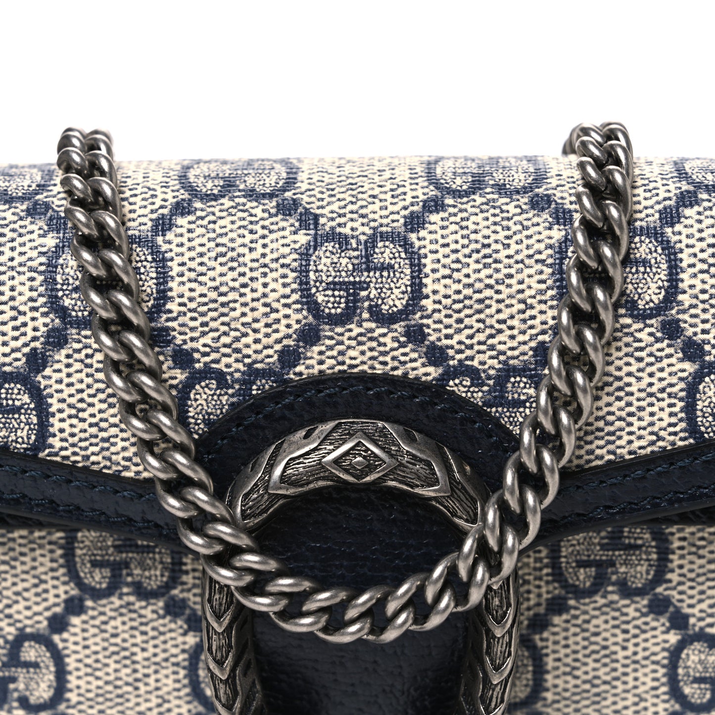 GG Supreme Monogram Textured Dollar Calfskin Super Mini Dionysus Shoulder Bag Beige Blue