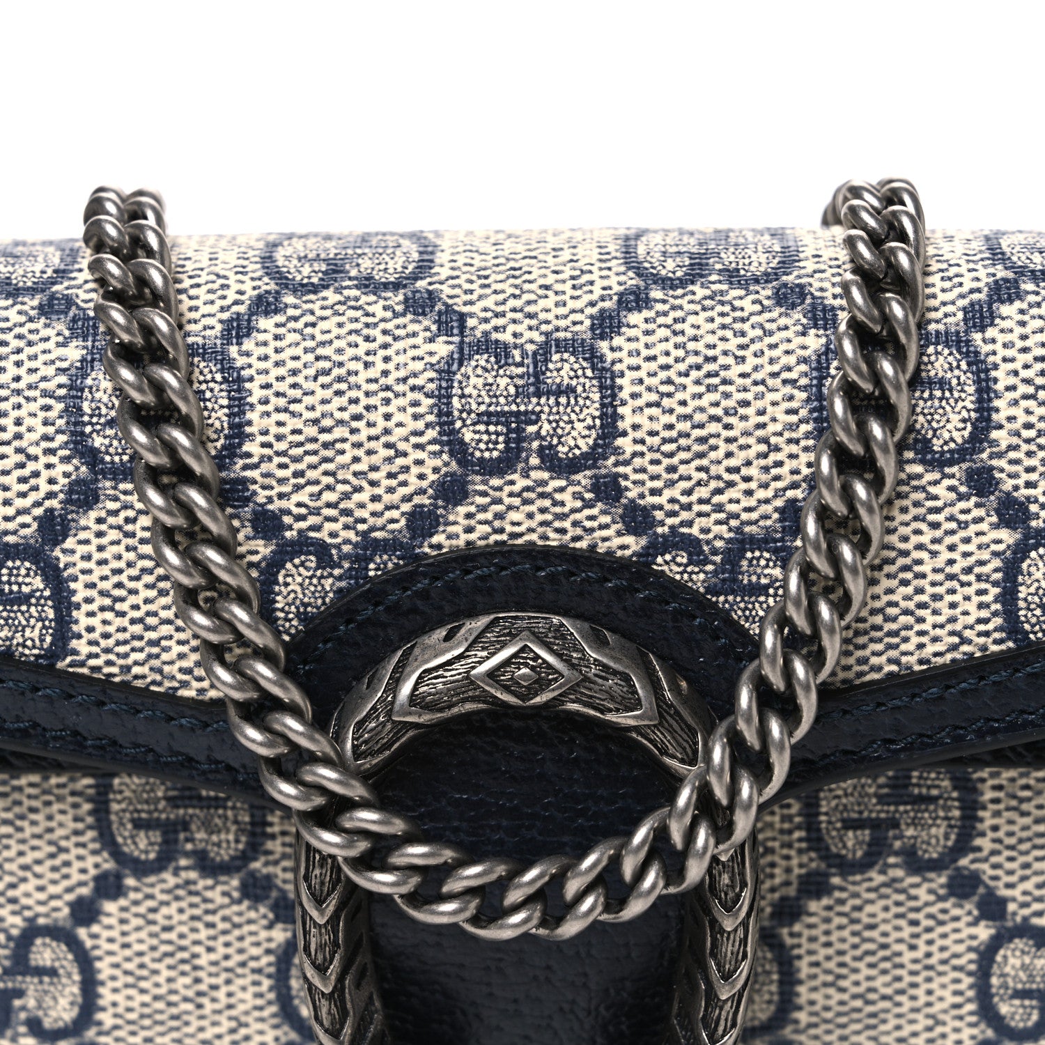 Gucci GG Supreme Monogram Textured Dollar Calfskin Super Mini Dionysus Shoulder Bag Beige Blue 8 of 10
