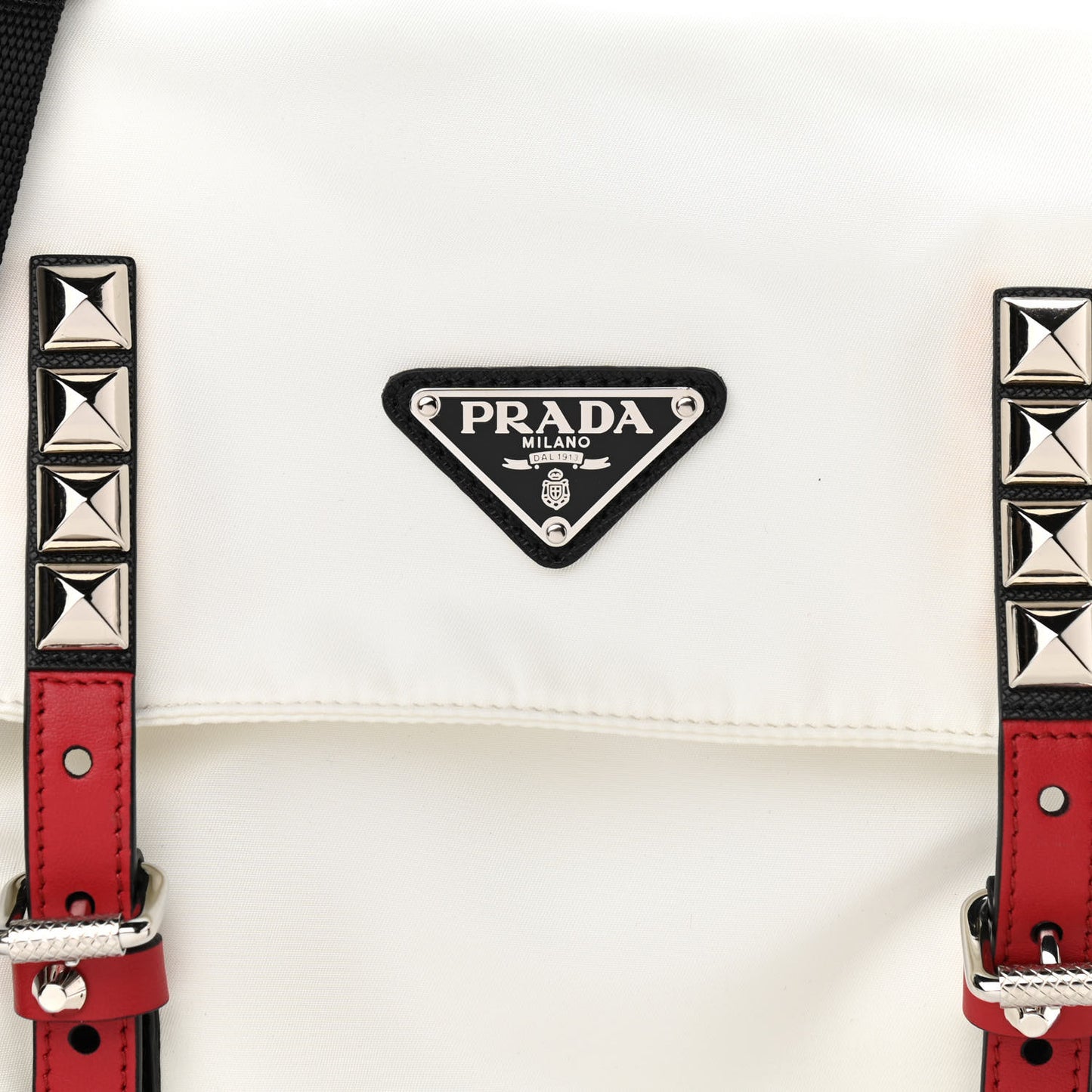 Nylon New Vela Studded Messenger White Fuoco