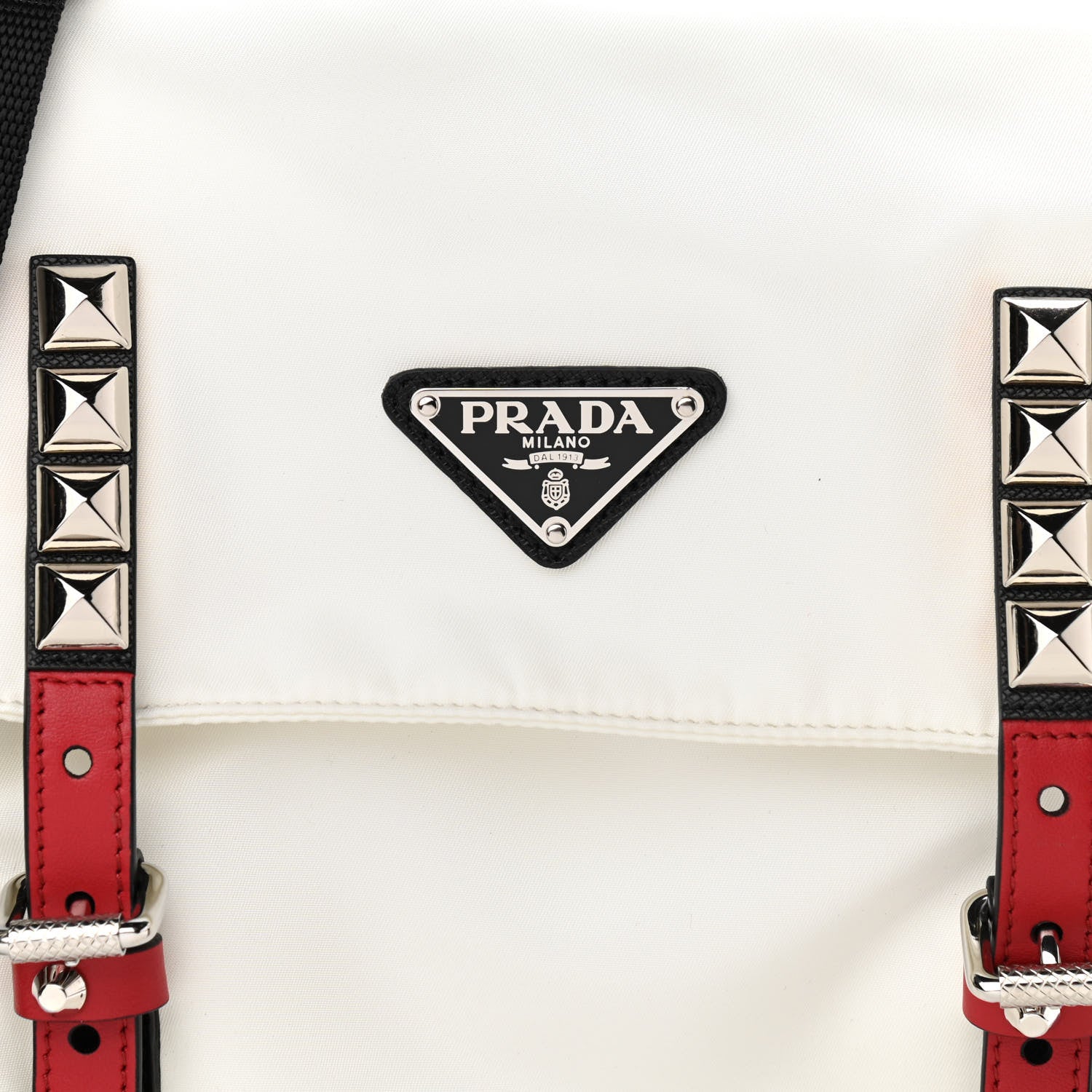 Prada Nylon New Vela Studded Messenger White Fuoco 7 of 12