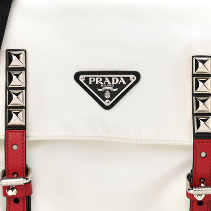 Prada Nylon New Vela Studded Messenger White Fuoco 7 of 12